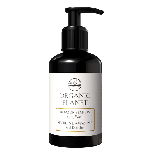 AMAZON SECRETS Body Wash – enriched with Sacha Inchi oil, gently cleanses while delivering moisture, firmness, and a smooth, nourished skin feel.
