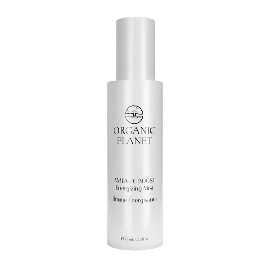 AMLA-C BOOST Energizing Mist – infused with organic Camu Camu and Amla, delivers antioxidants and Vitamin C to refresh, energize, and revitalize skin.
